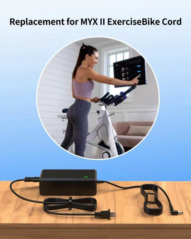 Alt view image 3 of 5 - VHBW for MYX Fitness Bike Power Cord Compatible with MYX Fitness MYX II and MYX II Plus Cycling Bike MYX215A MYX216A 2AUR9-MYX215A 2AUR9-MYX216A KA1670-1205000Q Charger Cord
