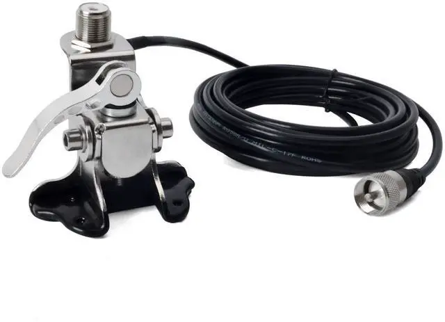 Main image of HYS Stainless Steel Car Clip Mount Trunk Lid Hatchback Mount Bracket for Mobile Transceiver Car Radio Antenna + 16.4FT RG58 Antenna Cable (SO239 to PL259)
