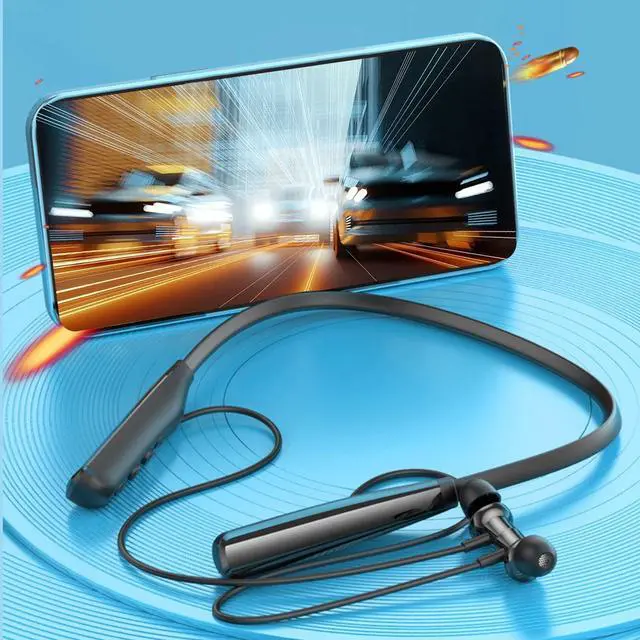 Alt view image 2 of 5 - Wisoqu Neckband Bluetooth Headphones, Wireless Earbuds Half in Ear Design, 100 Hours of Listening Time, for Running, Exercising, Traveling, Business Trips