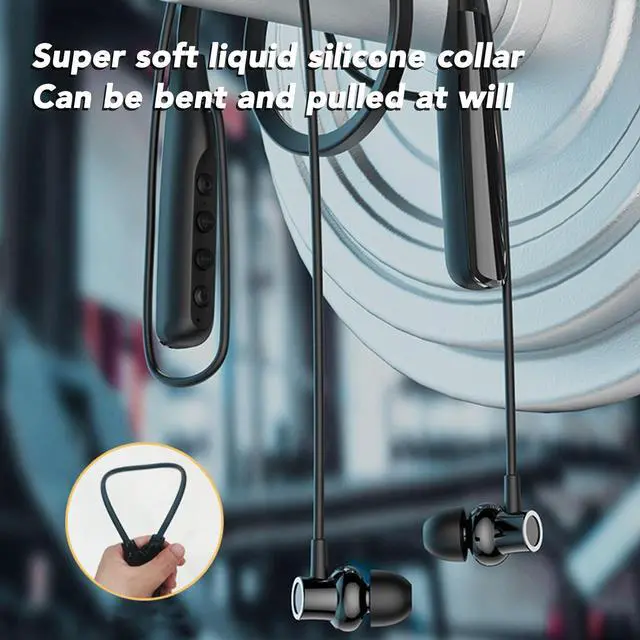 Alt view image 5 of 5 - Wisoqu Neckband Bluetooth Headphones, Wireless Earbuds Half in Ear Design, 100 Hours of Listening Time, for Running, Exercising, Traveling, Business Trips