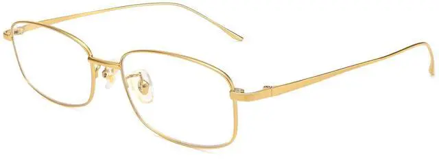 Main image of Dollger Titanium Blue Light Blocking Glasses for Men & Women, Retro Small Rectangle Square Frame, Lightweight Non-Prescription Computer Eyewear Gold