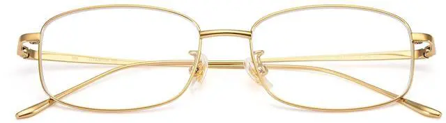Alt view image 2 of 5 - Dollger Titanium Blue Light Blocking Glasses for Men & Women, Retro Small Rectangle Square Frame, Lightweight Non-Prescription Computer Eyewear Gold