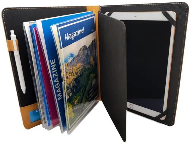 Main image of ASVP Shop JW Ministry Organizer - Premium PU Leather Tablet, iPad, Phone Holder, Magazines & Tracts - Ideal for Jehovah's Witnesses Field Service and Meetings