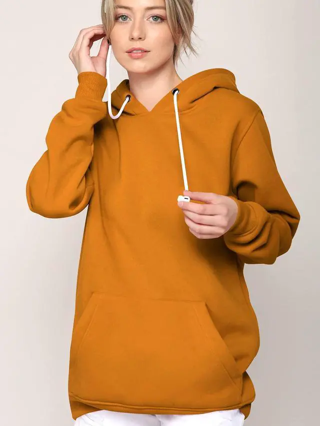 Alt view image 3 of 5 - Made By Johnny WSK2375 Hoodie Hoody with Strap Compatible with Airpods Pro/2/1 Anti-Lost Leash String M Mustard