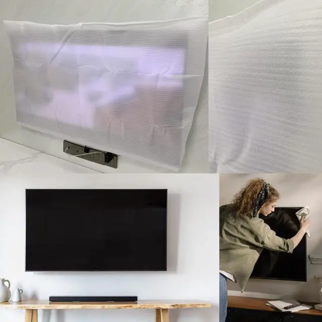 Alt view image 5 of 5 - Laluladant 2 Pack Foam Flat Screen TV Cover, Fits Up to 70"L x 42"W, Waterproof, Poly Foam, White