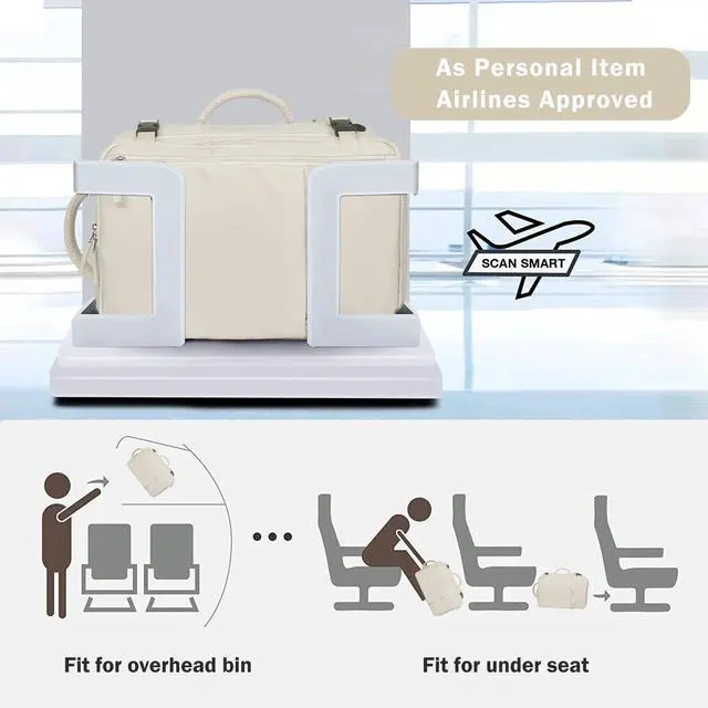 Alt view image 3 of 5 - Hanples Travel Backpack for Women Men Large Carry On Person Item Flight Approved 17 In Laptop Backpack Waterproof anti theft Casual Luggage with 2 Toiletry Bag(Beige)