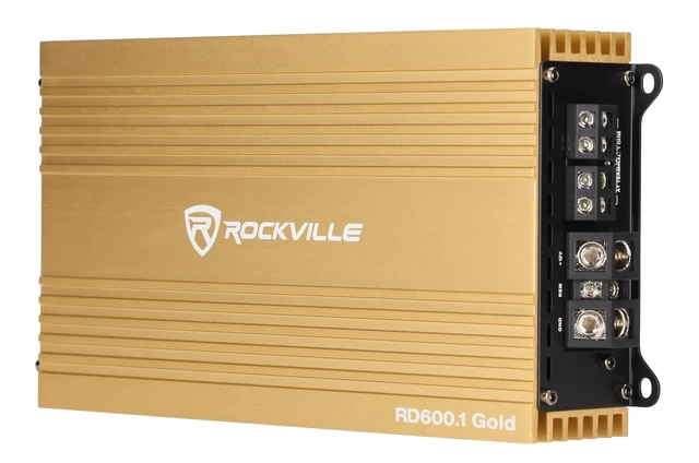 Alt view image 5 of 5 - Rockville RD600.1 Gold 1 Ohm Mono Car Amplifier, 600W RMS / 2400W Peak