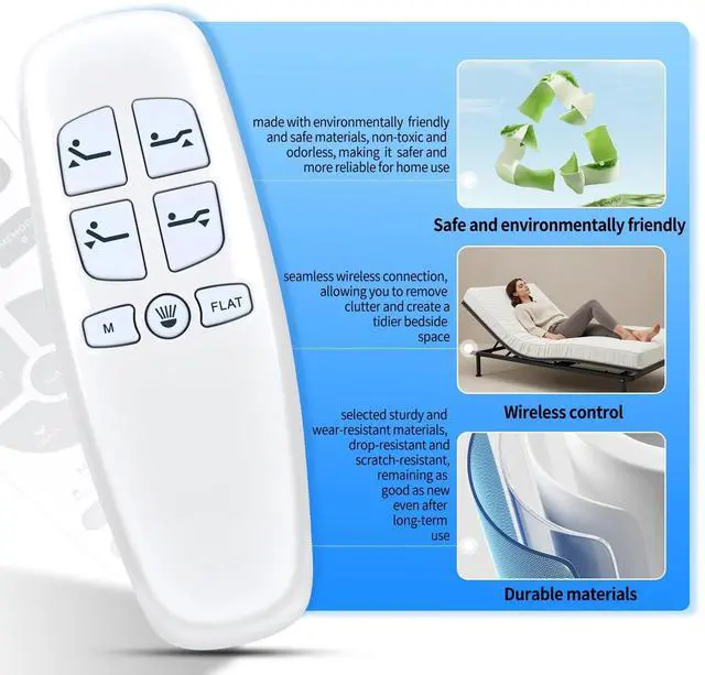 Alt view image 3 of 5 - RYQIF Replacement Remote Control Fits Bed Tech Bedtech BT2000, for Lucid L300, for Milemont Richmat HJH13D Adjustable Bed, for AMBEE21 CastleBeds (Not BT Version)