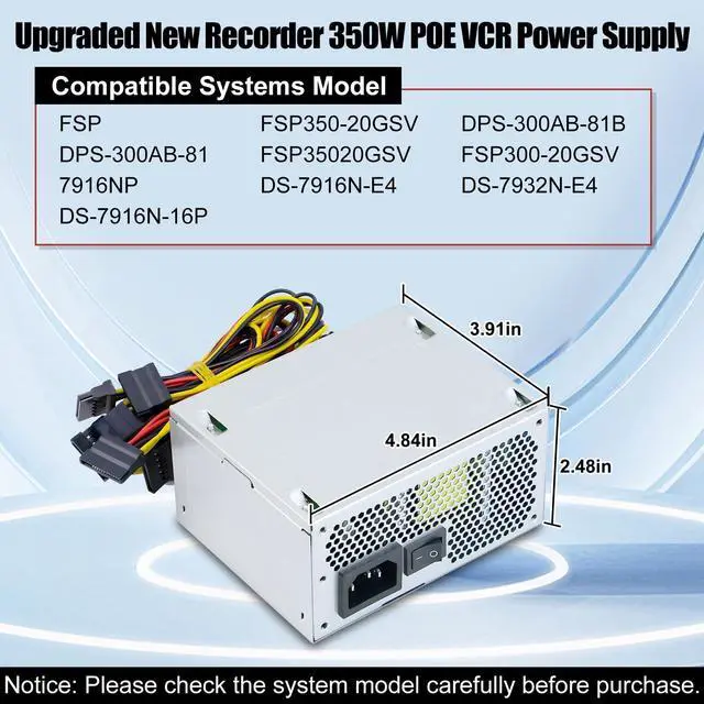 Alt view image 2 of 5 - LXun Upgraded FSP350-20GSV DPS-300AB-81B 350W Power Supply Compatible with FSP FSP350-20GSV DPS-300AB-81 FSP35020GSV FSP300-20GSV 7916NP DS-7916N-E4 DS-7916N-16P 350w Power Supply