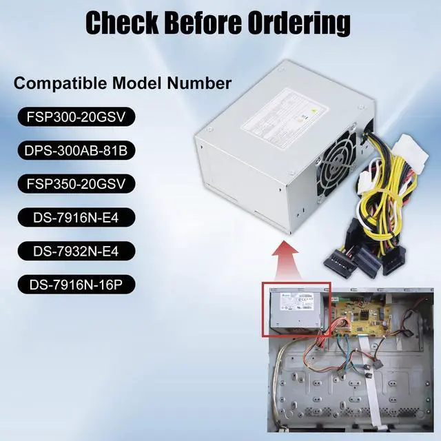 Alt view image 3 of 5 - LXun Upgraded FSP350-20GSV DPS-300AB-81B 350W Power Supply Compatible with FSP FSP350-20GSV DPS-300AB-81 FSP35020GSV FSP300-20GSV 7916NP DS-7916N-E4 DS-7916N-16P 350w Power Supply