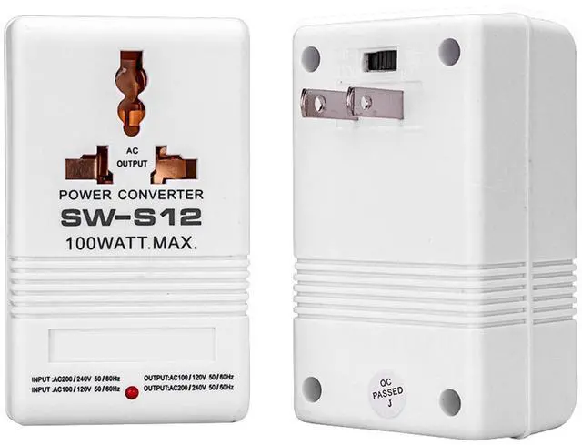 Main image of WALFRONT SW S12 Power Converter, 2 Way 110V to 220V Voltage Transformer, 100W Wide Range Foreign Electricity Converter for Home Appliances, US Plug