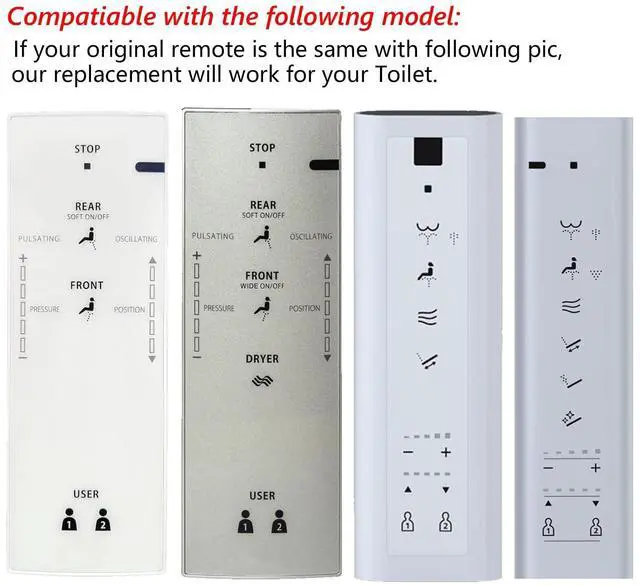 Alt view image 3 of 4 - WKOLF New Replacement Remote Fits for TOTO Washlet Bidet Toilet Seat SG GL TCF403REGV1 CW512YR WC TCF403EGV1 (UK) TCF6532C3GV1 TCF6532G#NW1 TCF403REG TCF403RESW TCF403REG CW512YR WC TCF6532SW#NW1