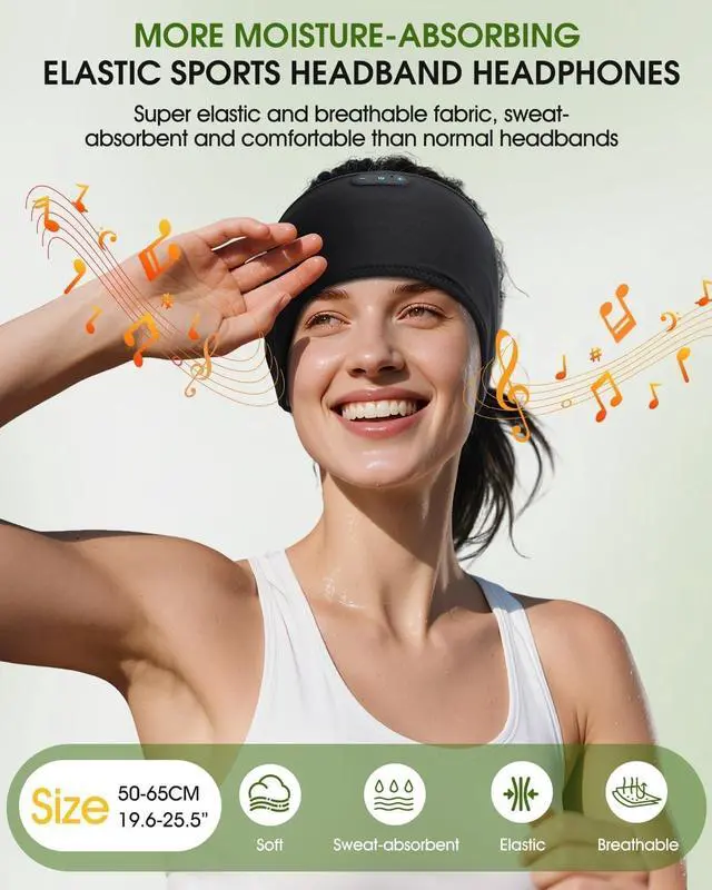 Alt view image 3 of 5 - Bluetooth Sleep Headphones Sleep Mask Sleep Headphones,Ultra-Soft Wireless Headband Bluetooth for Side Sleepers, with 14H Playtime & Bluetooth 5.4, 4-in-1 Music Sleep Earphones (Black&Grey)