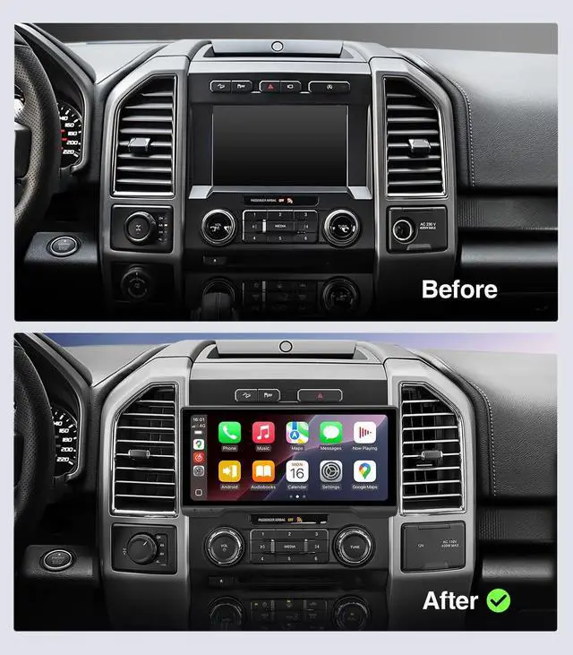 Alt view image 3 of 5 - ApexNav 10.33" QLED Radio Upgrade for Ford F150 15-20 & F250 F350 17-22 (8" OEM Screen), Wireless CarPlay Android Auto Stereo w/ 4G+64G, BT 5.4, B&O Supported