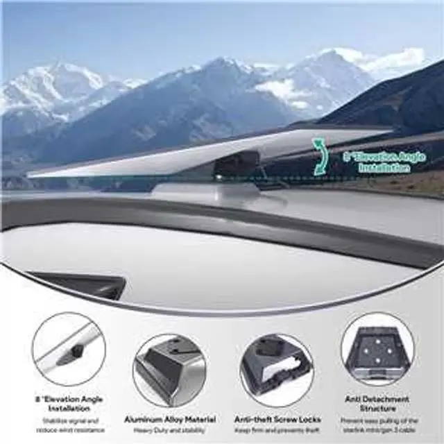 Alt view image 3 of 5 - WXPSKY Starlink Gen 3 Mount, Heavy-Duty Aluminum Roof Mount for Starlink Standard Flat Dishy, Weatherproof Mobility Bracket for RV, Boat, and Vehicle Roof Rails, Easy One-Click Installation