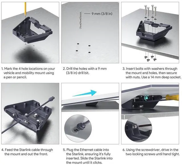 Alt view image 5 of 5 - WXPSKY Starlink Gen 3 Mount, Heavy-Duty Aluminum Roof Mount for Starlink Standard Flat Dishy, Weatherproof Mobility Bracket for RV, Boat, and Vehicle Roof Rails, Easy One-Click Installation
