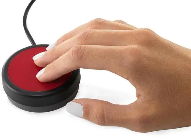 Alt view image 2 of 5 - X-keys One Button Switch Definite Tactile Feel Wired to 3.5mm Plug (2.5, Red) 12 Foot (3.6m) Cable