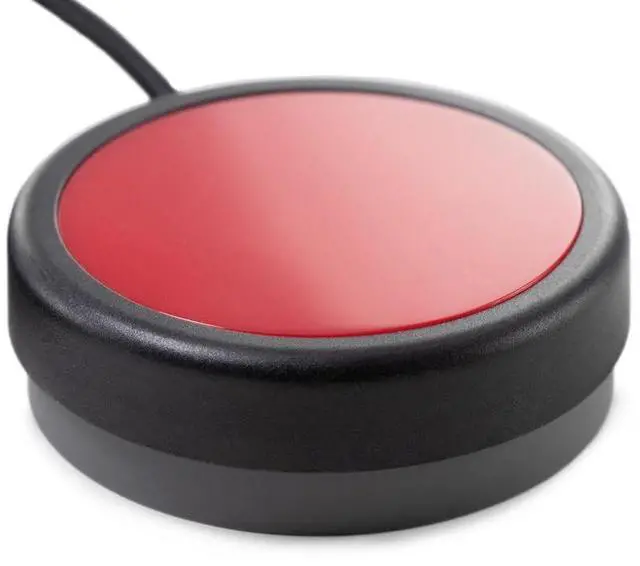 Alt view image 4 of 5 - X-keys One Button Switch Definite Tactile Feel Wired to 3.5mm Plug (2.5, Red) 12 Foot (3.6m) Cable