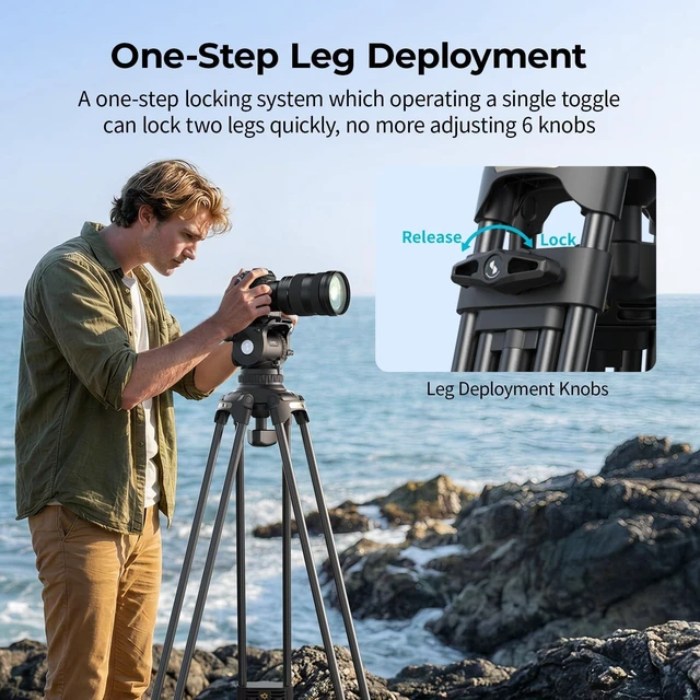 Alt view image 2 of 5 - SmallRig 79''/200.5cm Aluminum Video Tripod with 7-Step Counterbalance