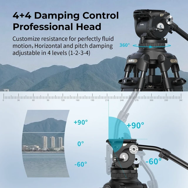 Alt view image 4 of 5 - SmallRig 79''/200.5cm Aluminum Video Tripod with 7-Step Counterbalance