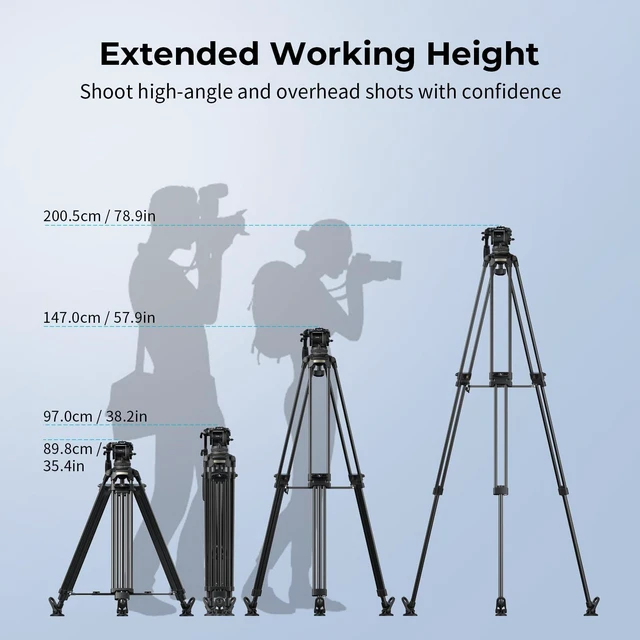 Alt view image 5 of 5 - SmallRig 79''/200.5cm Aluminum Video Tripod with 7-Step Counterbalance