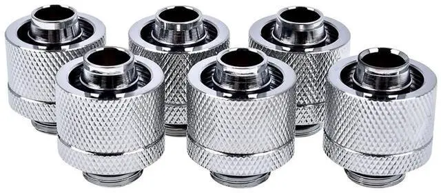 Main image of Alphacool Eiszapfen 3/8" ID x 5/8" OD G1/4 Compression Fitting - Chrome Sixpack (17235)