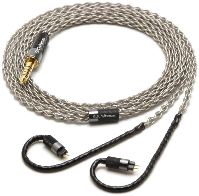Alt view image 2 of 5 - GUCraftsman 0.78mm 2Pin 6N Single Crystal Silver 2.5mm/4.4mm Balance Earphone Upgrade Cable for Oriolus Audeze iSINE20 LCDi3 64audio A12t TIA RE2000 Legend X Billie Vision VE6 DUNU SA6 (3.5mm Plug)