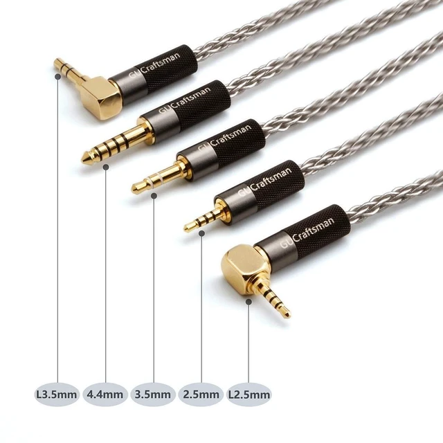 Alt view image 5 of 5 - GUCraftsman 0.78mm 2Pin 6N Single Crystal Silver 2.5mm/4.4mm Balance Earphone Upgrade Cable for Oriolus Audeze iSINE20 LCDi3 64audio A12t TIA RE2000 Legend X Billie Vision VE6 DUNU SA6 (3.5mm Plug)