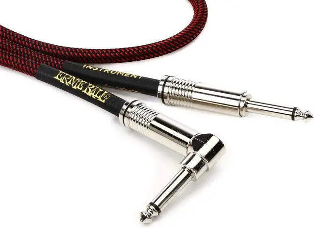 Alt view image 4 of 4 - Ernie Ball Braided Instrument Cable Set Straight/Angle Length 25ft in Red/Black (P06062) - Pack of 2