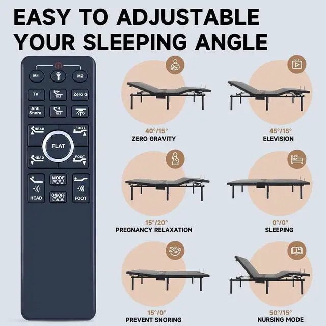 Alt view image 5 of 5 - ZWP HJH89 Replacement Remote Control for Richmat, Sven & Son, EGOHOME, Handset, Mattress Firm MUUEGM Dyonery Mojigam Adjustable Bed Base