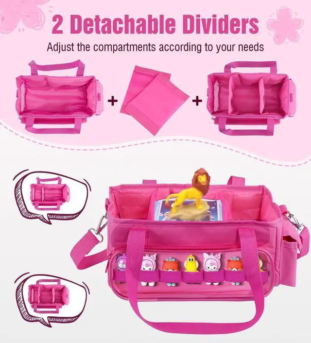Alt view image 3 of 5 - TiMOVO Carrying Case for Toniebox Starter Set, Portable Tonies Box Storage Travel Bag with Detachable Shoulder Strap for Tonie Figures Headphones Accessories, Pink