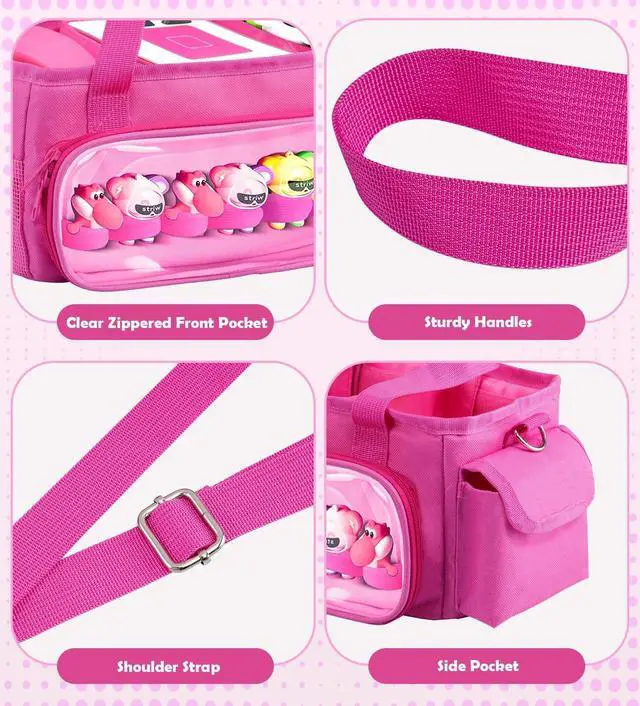 Alt view image 4 of 5 - TiMOVO Carrying Case for Toniebox Starter Set, Portable Tonies Box Storage Travel Bag with Detachable Shoulder Strap for Tonie Figures Headphones Accessories, Pink