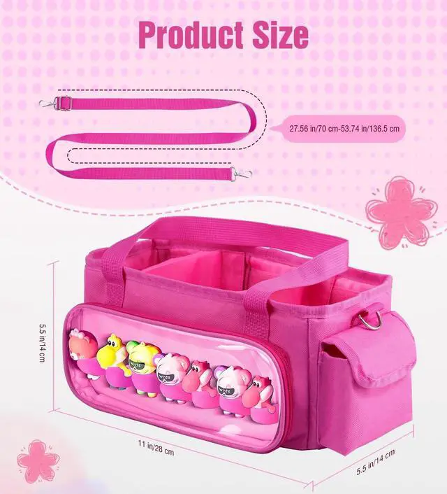 Alt view image 5 of 5 - TiMOVO Carrying Case for Toniebox Starter Set, Portable Tonies Box Storage Travel Bag with Detachable Shoulder Strap for Tonie Figures Headphones Accessories, Pink