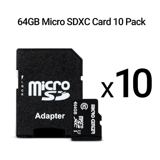 Alt view image 2 of 5 - Micro Center 64GB Class 10 MicroSDHC Flash Memory Card with Adapter, 10Pack