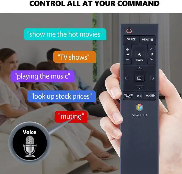 Alt view image 3 of 5 - PZL New Voice Replacement Remote Control BN59-01220D fit for Samsung 4K HUB Smart TV UN48JS9000FX UN48JU6700F UN50JU7100F UN65JU750DF UN78JS8600FX UN78JS9100FX (NOT with USB)