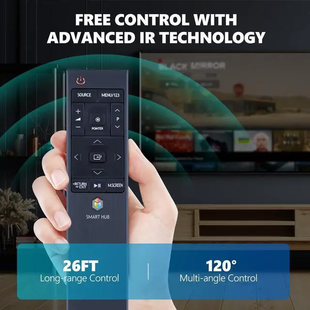 Alt view image 5 of 5 - PZL New Voice Replacement Remote Control BN59-01220D fit for Samsung 4K HUB Smart TV UN48JS9000FX UN48JU6700F UN50JU7100F UN65JU750DF UN78JS8600FX UN78JS9100FX (NOT with USB)