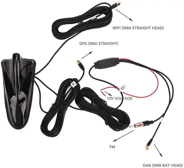 Alt view image 4 of 5 - Acouto 12V Shark Fin Antenna DAB FM High Sensitivity 5m Cable Length Universal Radio Aerial Antenna