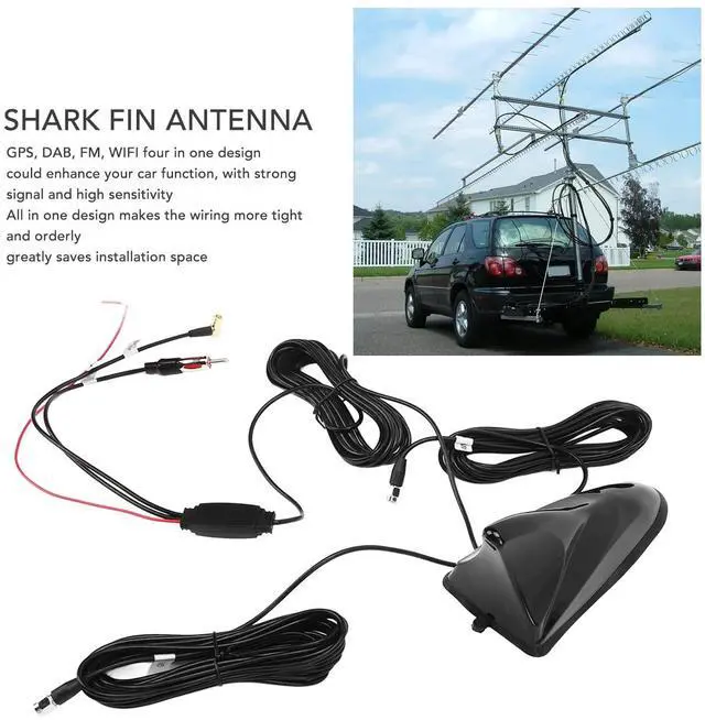 Alt view image 5 of 5 - Acouto 12V Shark Fin Antenna DAB FM High Sensitivity 5m Cable Length Universal Radio Aerial Antenna