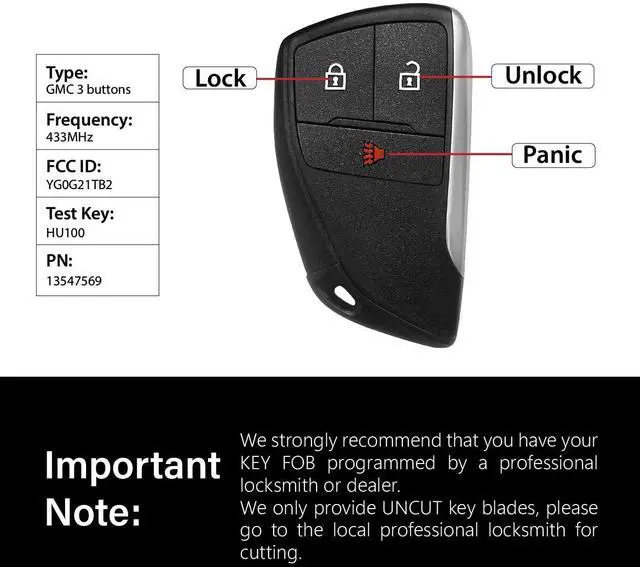 Alt view image 3 of 5 - 2 Keylessbest Replacement for 2020 2021 2022 2023 2024 2025 Buick Envision Key Fob Remote Control YG0G21TB2 3 Buttons 49 Chip 434MHz
