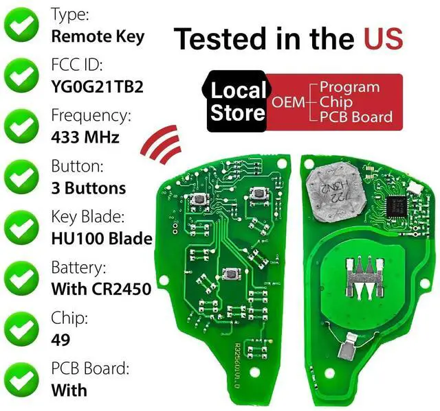 Alt view image 4 of 5 - 2 Keylessbest Replacement for 2020 2021 2022 2023 2024 2025 Buick Envision Key Fob Remote Control YG0G21TB2 3 Buttons 49 Chip 434MHz