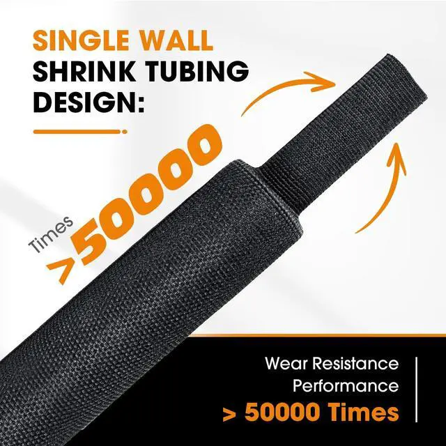 Alt view image 5 of 5 - Black 2:1 Ratio Automotive Heat Shrink Braided Sleeving,Wear-Resistant Flat Woven Shrinkable Sleeve Fabric Car Cable Wires Hoses Protection (2''-8ft)