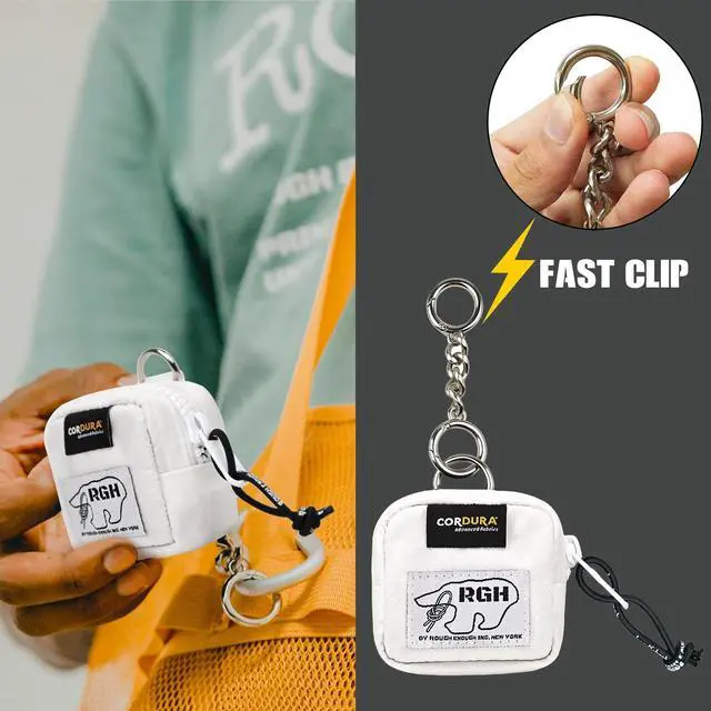 Alt view image 3 of 5 - Rough Enough Earbud Case Pouch Headphone Storage Bag with Lanyard Neck Keychain for Earphone Earbuds Wireless Bluetooth White