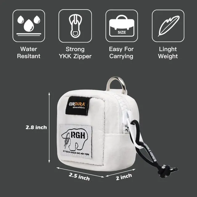 Alt view image 5 of 5 - Rough Enough Earbud Case Pouch Headphone Storage Bag with Lanyard Neck Keychain for Earphone Earbuds Wireless Bluetooth White