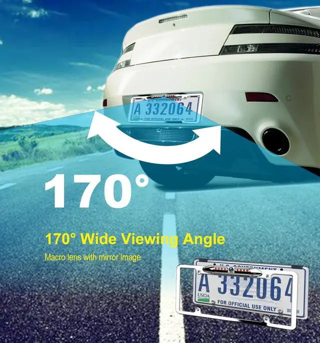 Alt view image 4 of 5 - License Plate Backup Camera, JPP Front/Rear View Camera 170 Viewing Angle Universal Car Reverse Camera Waterproof 8 LED Night Vision Vehicle Reverse Camera