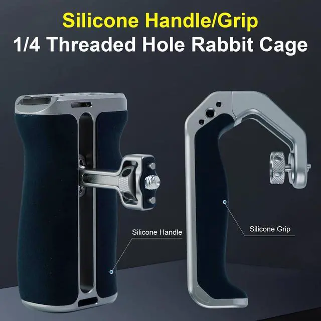 Alt view image 2 of 5 - YANZUO Camera Hand Grip & Top Handle with 3 Cold Shoes, Universal Handle Ergonomic Silicone for NATO Rail & 1/4" Camera Cage (Titanium Top Handle)