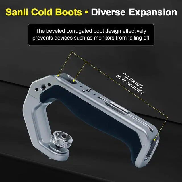 Alt view image 3 of 5 - YANZUO Camera Hand Grip & Top Handle with 3 Cold Shoes, Universal Handle Ergonomic Silicone for NATO Rail & 1/4" Camera Cage (Titanium Top Handle)