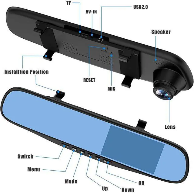 Alt view image 4 of 5 - Mirror Dash Cam - Torcarvh 1080p High-Definition Dash Cam 4.5" inch Digital Video Recorder Single Lens Registration Camcorder for Car, Night Vision, Parking Assist, Loop (4.5 inch)