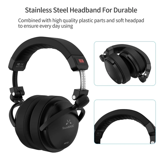 Alt view image 4 of 5 - SoundMAGIC HP151 Over-Ear Wired Headphones, HiFi, Removable Cable, Black