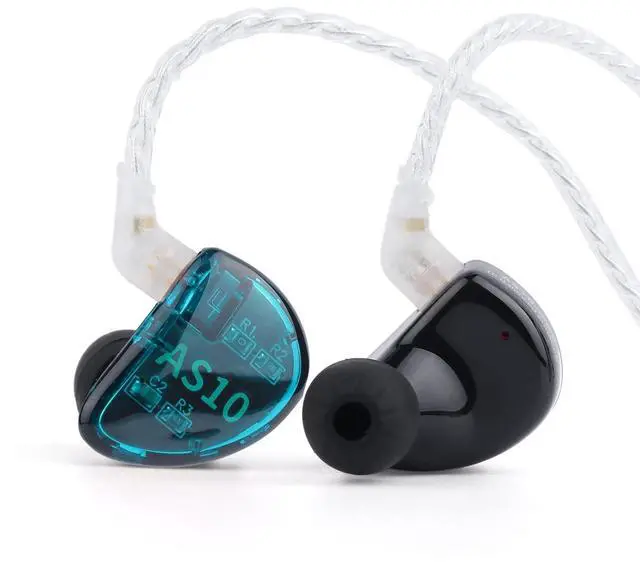 Alt view image 2 of 5 - Linsoul KZ AS10 5BA HiFi Stereo in-Ear Earphone High Resolution Earbud Headphone with 0.75mm 2 pin Cable, Five Balanced Armature Drivers, Noise Cancelling(with Mic, Cyan)