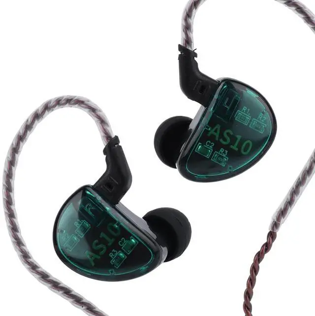 Alt view image 3 of 5 - Linsoul KZ AS10 5BA HiFi Stereo in-Ear Earphone High Resolution Earbud Headphone with 0.75mm 2 pin Cable, Five Balanced Armature Drivers, Noise Cancelling(with Mic, Cyan)
